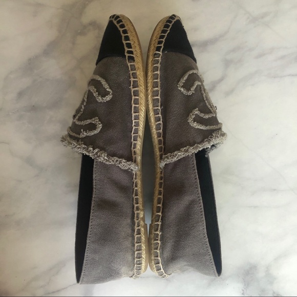CHANEL Grey & Black Captoe Canvas Espadrilles - Picture 7 of 16